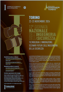 CIRCOLARE CNI n. 229/XX Sess./2024 – 12^ Giornata Nazionale dell’Ingegneria della Sicurezza – Torino 22 e 23 novembre 2024