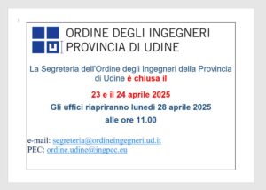 CHIUSURA SEGRETERIA 23-24 APRILE 2025